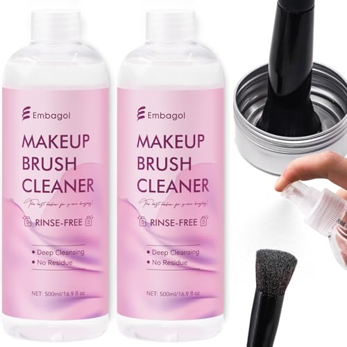 Makeup Brush Cleaner 1000ml/33.8 fl oz Pack of 2 - Rinse-Free, Vegan, Quick Drying