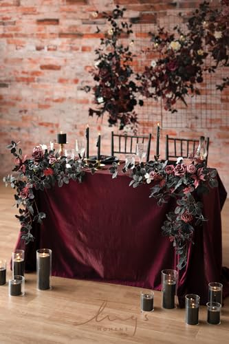 Ling's Moment 2-Pack Black Floral Wedding Arch Garlands - Handmade Silk Flowers