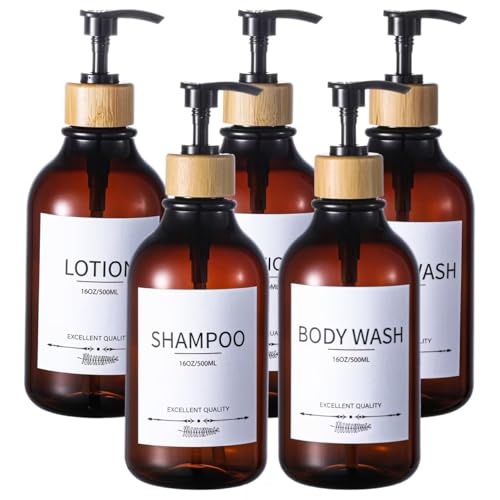 Amber Mithrgrous Refillable Shampoo & Conditioner Dispenser Set 5 Pack 16.9oz