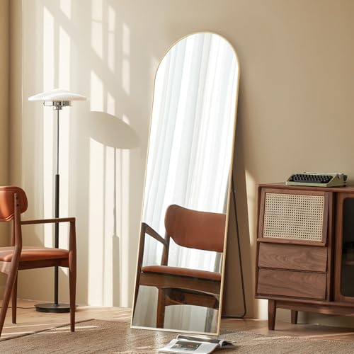 NEWBULIG Gold Arched Full Length Floor Mirror 64x21 Inches - Full Body Standing Mirror