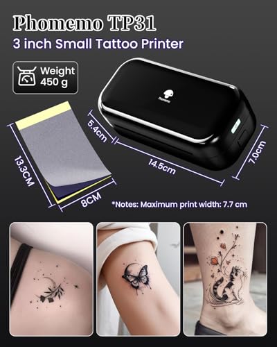 Mini Tattoo Stencil Printer Black - Portable Bluetooth Tattoo Maker TP31