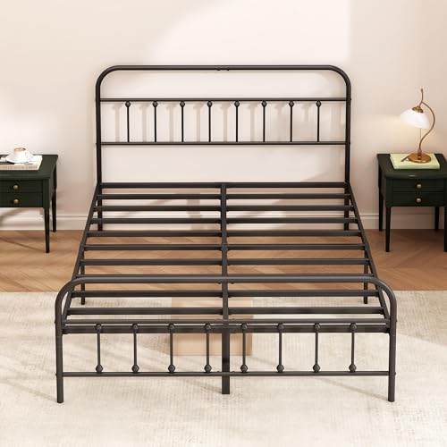 King Size Metal Bed Frame - Black, Easy to Assemble, Heavy Duty Steel Support