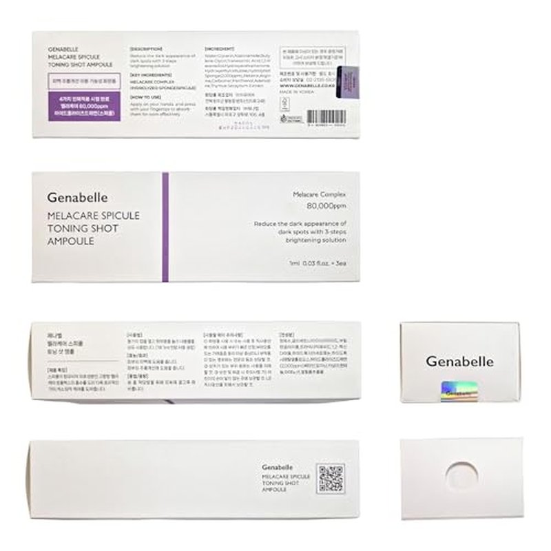 Genabelle Melacare Spicule Toning Shot Ampoule ? Skin Clarifying Serum with 80,000ppm Melacare Complex ? Spicule Technology for Glow, Pore Refining & Hydration ? 0.03 fl oz* 3ea