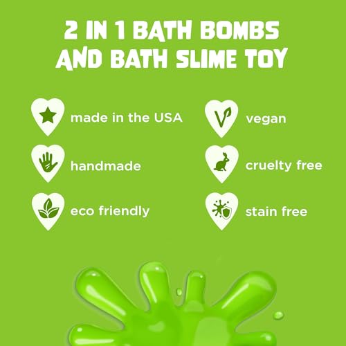 Kids Bath Bombs with Surprise Slime - 6 Pack, Fruity Scented Bath Toys with Colorful Gooey Surprises - Variation of 6-Pack Slime