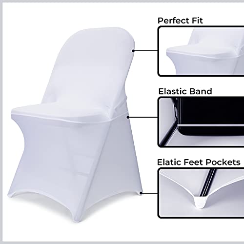 White Stretch Folding Chair Covers 50PCS for Wedding & Events - Babenest