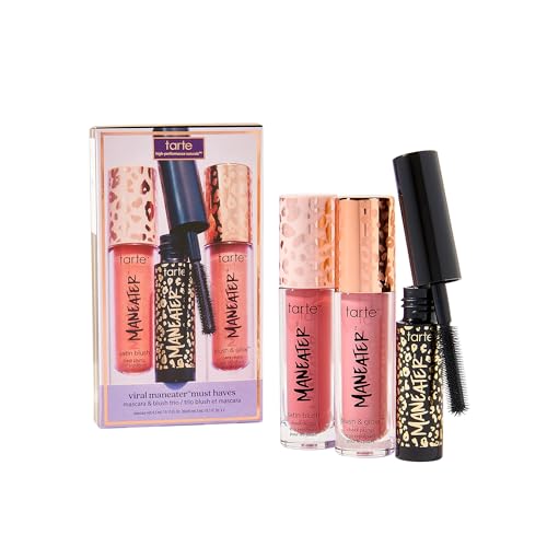 Tarte Maneater Viral Mascara & Blush Trio - Travel Size Pink & Pink Coral, 0.24 Fl Oz