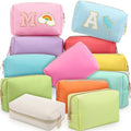 Nylon Makeup Bag Set - 12 Colorful Cosmetic Pouches with Foam Padding, Macaron Style