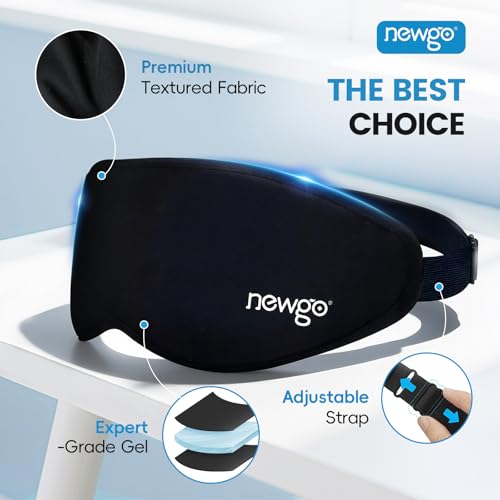 NEWGO 3D Cooling Sleep Mask, Weighted Cooling Gel Eye Mask for Sleeping, Cold Eye Mask, Hot Cold Therapy Blackout Sleep Mask for Puffiness, Dark Circles, Dry Eyes, Headaches and Stress Relief