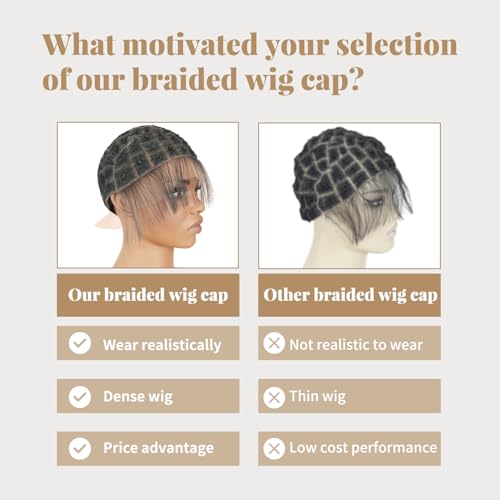 Breathable Full Lace Crochet Wig Cap with Baby Hair - 95 Knots, 1B Variation