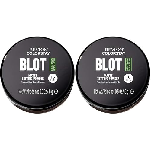 Revlon ColorStay Blot Face Makeup Setting Powder,Mattifying,Blurring & Oil Absorbing,Absorbs Sebum,Blurs Imperfections and Reduces Pore Appearance,0.5 Oz,(Pack of 2)