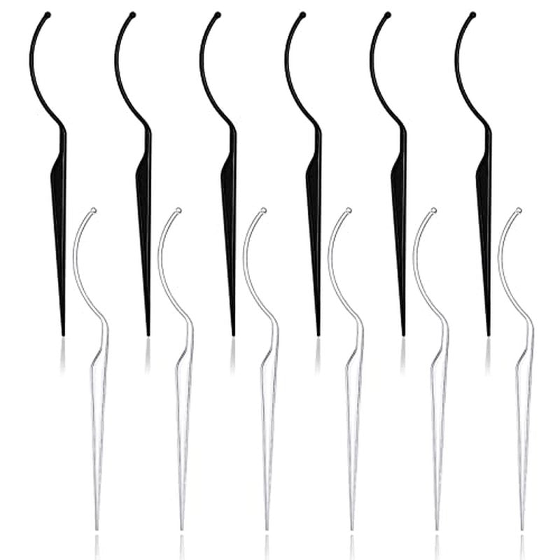 12 Pcs False Eyelashes Display Stick Eyelashes Applicator Tool 3D Eyelash Extensions Style Try on Sticks Planting Grafted Eye Lashes Applicator ?(Black, Transparent