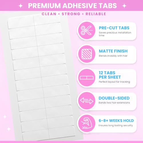 Big Kizzy Double Sided Hair Extension Tape - Extra Hold, 144 Tabs (Replacement for Tape Ins)