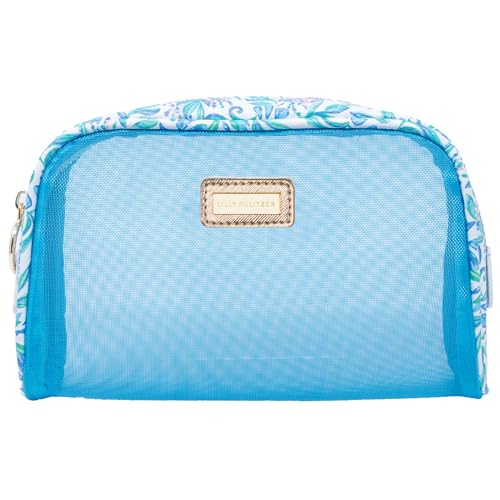 Lilly Pulitzer Clear Zipper Pouch, Cute Pencil Case for Adults, Travel Toiletry Bag, Small Pouch Bag for Supplies, Makeup or Toiletries, Just a Pinch