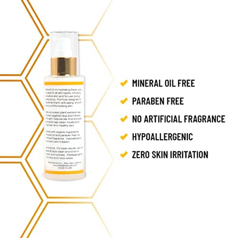Bella B Face Lotion 3.4 oz Bottle - Facial Glow - Pregnancy Skin Care - Pregnancy Face Moisturizer - Pregnancy Safe - Healthy Beauty - Natural Face Moisturizer - Natural Face Lotion