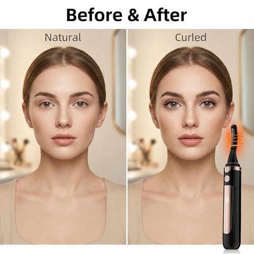 2026 Heated Eyelash Curler-USB Rechargeable Electric Eyelash Curler- Eyelash Curlers Heated 4 Temperature Modes Fast Heat Up Within 3s - 24 Hours Long Lasting- with Led Display for Women Girls(Black)