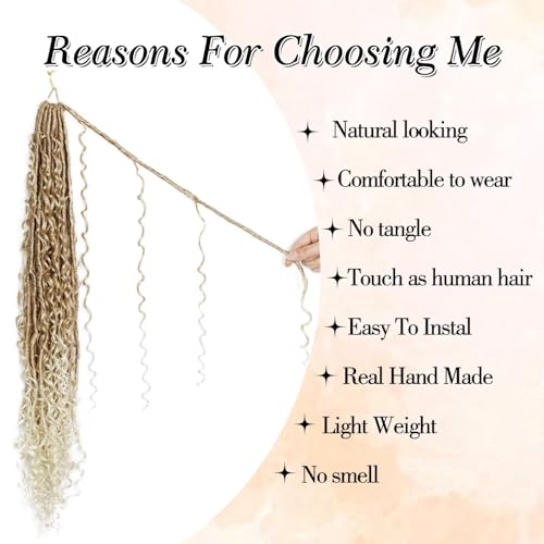 27/613 Faux Locs Crochet Hair for Black Women - 30 Inch, 8 Packs Pre-Looped, Curly Ends