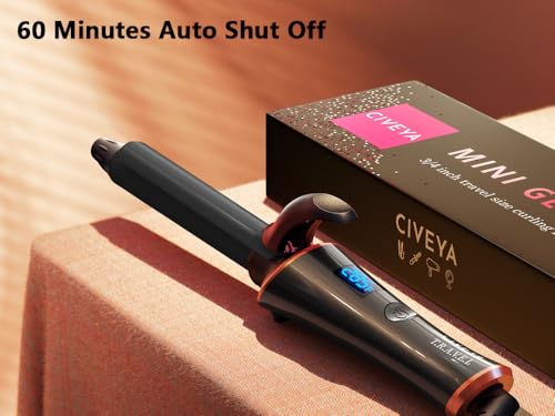 CIVEYA Travel Curling Iron 3/4 Inch - Black, Dual Voltage, Compact & Lightweight