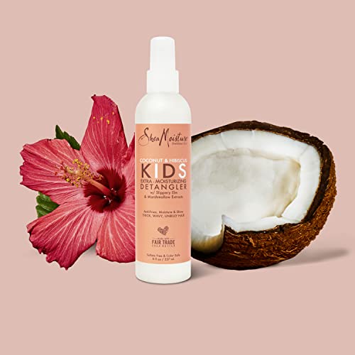 SheaMoisture Kids Extra Moisturizing Detangler Coconut and Hibiscus for Curly Hair Hair Care Product with Shea Butter 8 oz