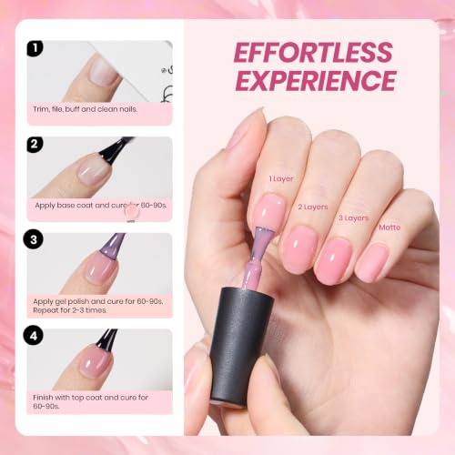 Beetles Nude Pink Gel Nail Polish Set - 20 Colors with Rhinestones & Top Coats (Variation: E - Nude Pink Brown)