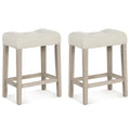 Beige Saddle Bar Stools Set of 2 - Counter Height Farmhouse Seating