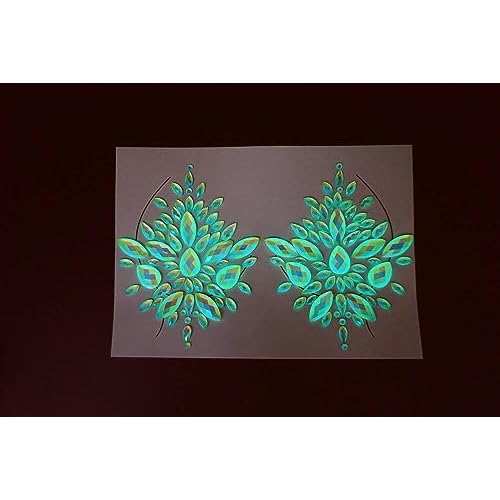 TOPZ glow in the dark body gems halloween rave face jewels festival rave face gems sticker temporary tattoo body jewels sticker for halloween make up party