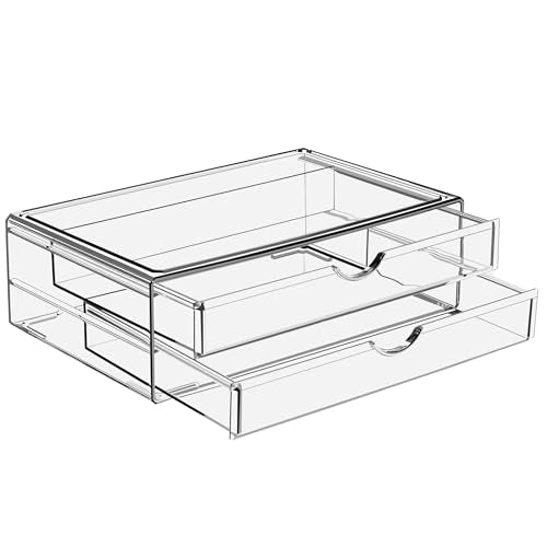 Sorbus Acrylic Makeup Organizer Drawers - 2 Wide Clear Vanity Storage