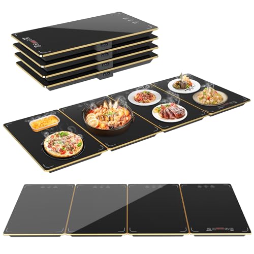 YEJOUMO Black 4-in-1 Detachable Electric Food Warming Tray 33x15 Inch