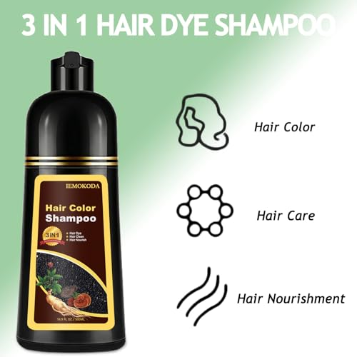Hair Dye Shampoo 3-in-1 for Gray Coverage Dark Coffee - Easy At-Home Root Touch Up