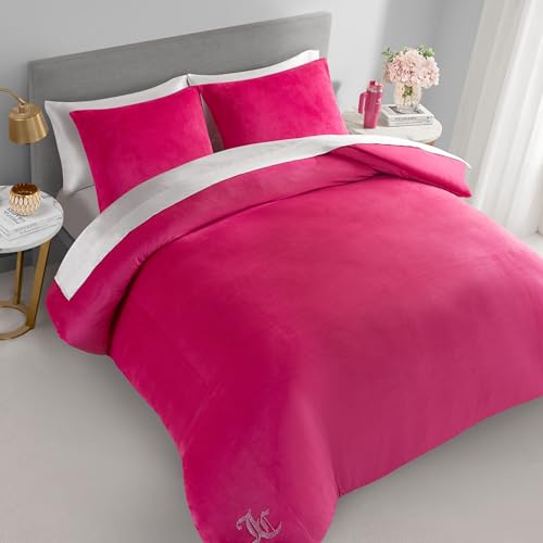 Pink Velour Comforter Set - Full/Queen Luxury Bedding Without Throw Pillows