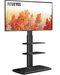 Black Floor TV Stand for 32-75 Inch TVs with Height Adjustment and Swivel - Basic Style
