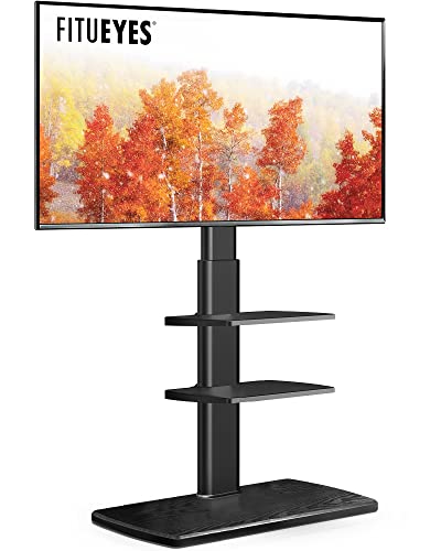 Black Floor TV Stand for 32-75 Inch TVs with Height Adjustment and Swivel - Basic Style