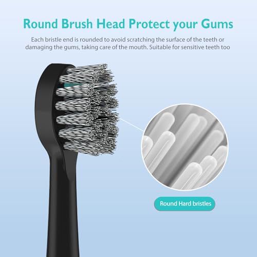 ZoCCee Charcoal Spiral Replacement Brush Heads for Waterpik Sonic Fusion 2.0 - 5 Pack Hard Bristles