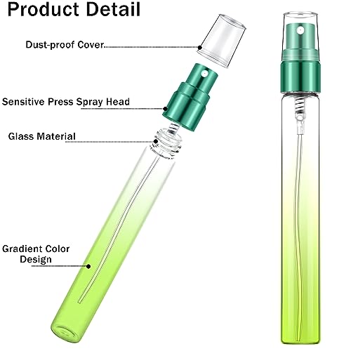 Zhehao 36 Pieces Mini Perfume Spray Bottles 10 ml Colorful Glass Fine Mist Refillable Spray Empty Bottles Perfume Atomizer Small Sample Containers for Travel Essential Oils Cleaning