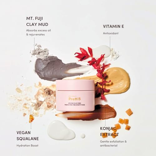 Pretti5 Botanic Mt. Fuji Clay Pore Perfecting Treatment Mask Pore Purification Skin Nourishment TCM Science-Led Innovation Vegan Sensitive Skin Safe 100g