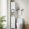 Tall Bathroom Storage Cabinet - White, 11 x 11 x 70.9 Inches, Narrow Floor Cabinet with Doors & Drawer