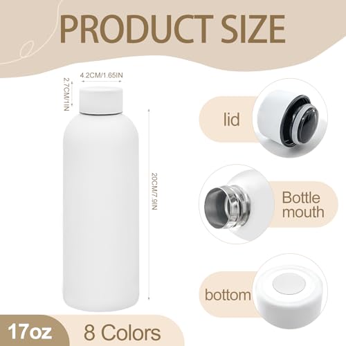 16 Pack Stainless Steel Insulated Water Bottles - 17oz Travel & Sports Bottles