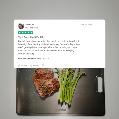 Plateful Titanium Cutting Board Small with Juice Groove - Food Safe, Hygienic Kitchen Tool