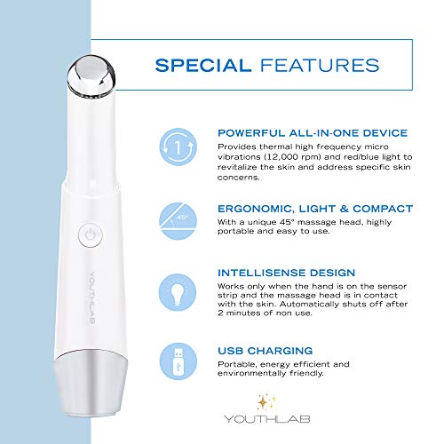 Eye & Face Wand/Tool ? Heated Eye Wand with Vibration for Puffiness, Tired Eyes, Brighter Under Area, Redness Relief, Product Absorption, Smoother Skin & Relaxing Massage