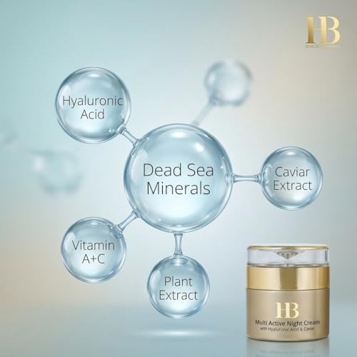 Dead Sea Anti-Aging Night Cream for Face & Neck - Hydrating Moisturizer with Hyaluronic Acid & Caviar Extract