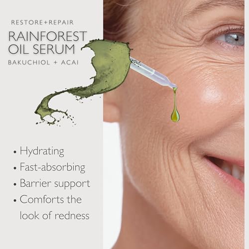 JustUs Skincare - Calming Recovery Oil Serum - Comforts the Look of Redness + Dryness | For Red, Dry, Irritated Skin | Skin Barrier Support | Bakuchiol, Tamanu + Andiroba | 30ml