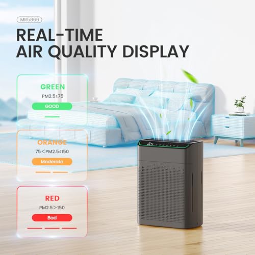 MERONTE Charcoal Large Room Air Purifier for Smoke Up to 1690 Sq Ft