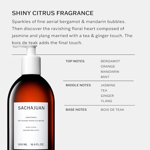 SACHAJUAN Hand Wash Shiny Citrus | Gently Cleansing & Deeply Hydrating Formula with Earth Silk Technology | Soothes Skin, Maintains Moisture Barrier & Refreshes with Citrus Scent | 16.9 oz