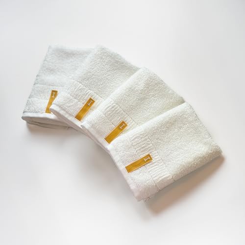 White Organic Cotton Washcloths Set of 4 - Quick-Dry Face Towels, Eco-Friendly Japanese Made