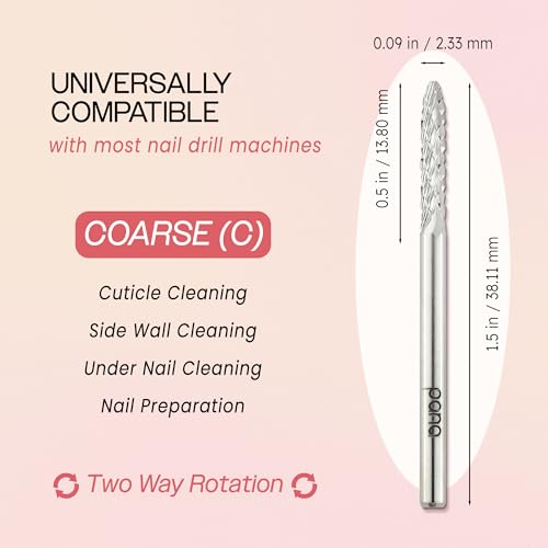 Pana 3/32" Under Nail Cleaner Safety Nail Carbide Bit - for Electric Dremel Drill Machine (Coarse, Silver)