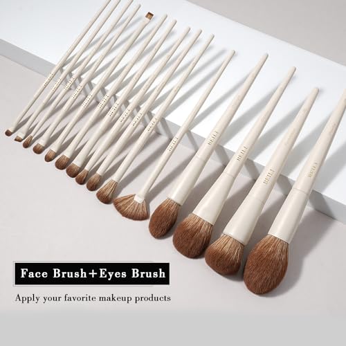 15-Piece Makeup Brush Set with Synthetic Bristles for Face & Eyes