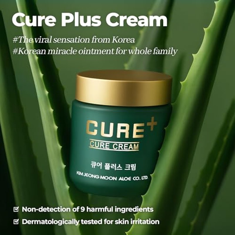 CURE Aloe Arborescens Ointment Balm, Deep Moisture Korean Body Cream for Cracked Heels, Elbows & Dry Skin, with Peppermint Oil, 2.82 fl oz.