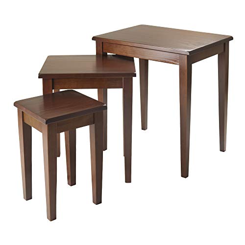 Winsome 3-Piece Walnut Nesting Accent Tables - Space-Saving Set of 3