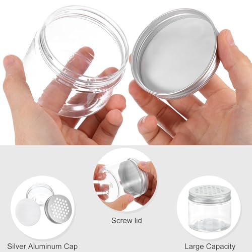 HARFINGTON 12 Pcs Empty Scent Beads Storage Container 5oz/150ml Air Freshener Tins Round Refillable Spice Containers Plastic Jars Sample for Travel Storage