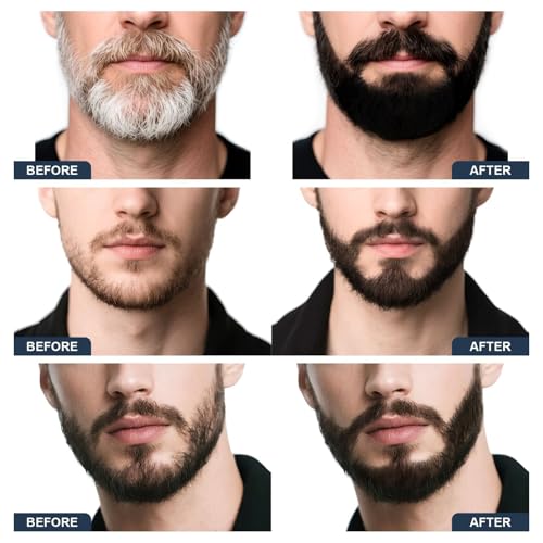Beard Pencil Filler for Men Black - Beard Pen With Beard Brush & Comb, Barber Pencil Dual-Head, Sweat-Proof & Waterproof Beard Filler Grooming Kit for Men, Gifts for Men (Black)