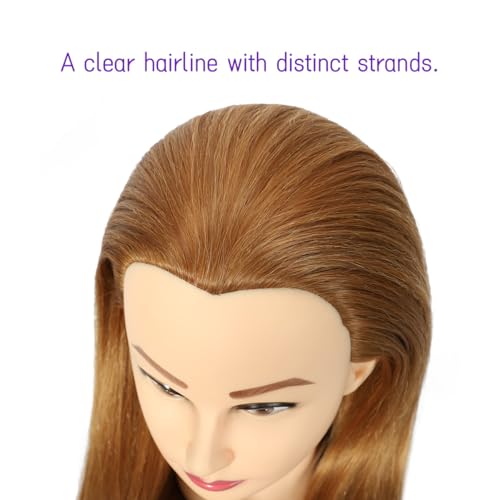 Mannequin Head 99% Human Hair for Hairstyling - Heat Resistant Manikin Head for Cosmetology Students, Professionals & Practice Exams (Blond 27#)